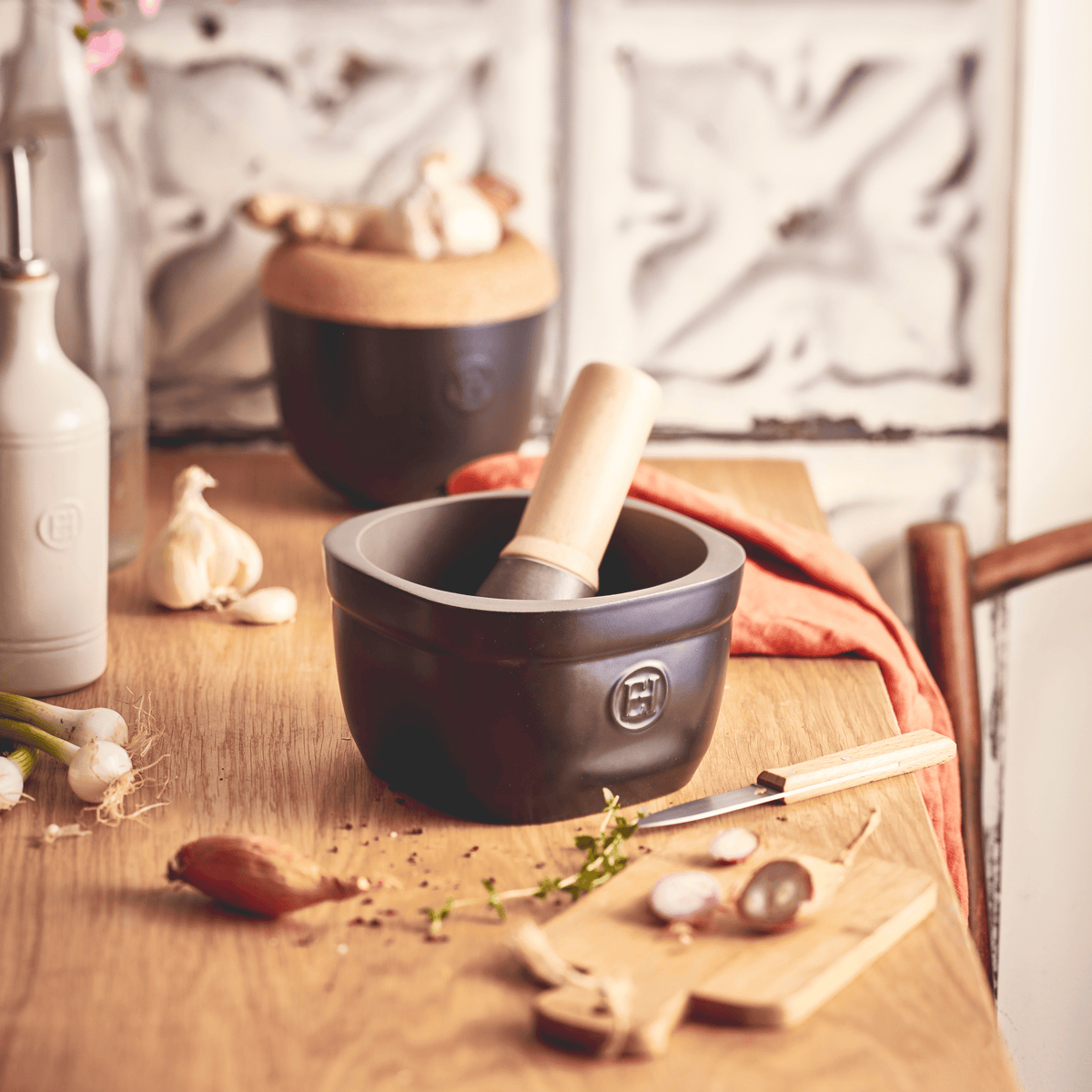 Large Mortar & Pestle Kitchenware Emile Henry USA = truffle