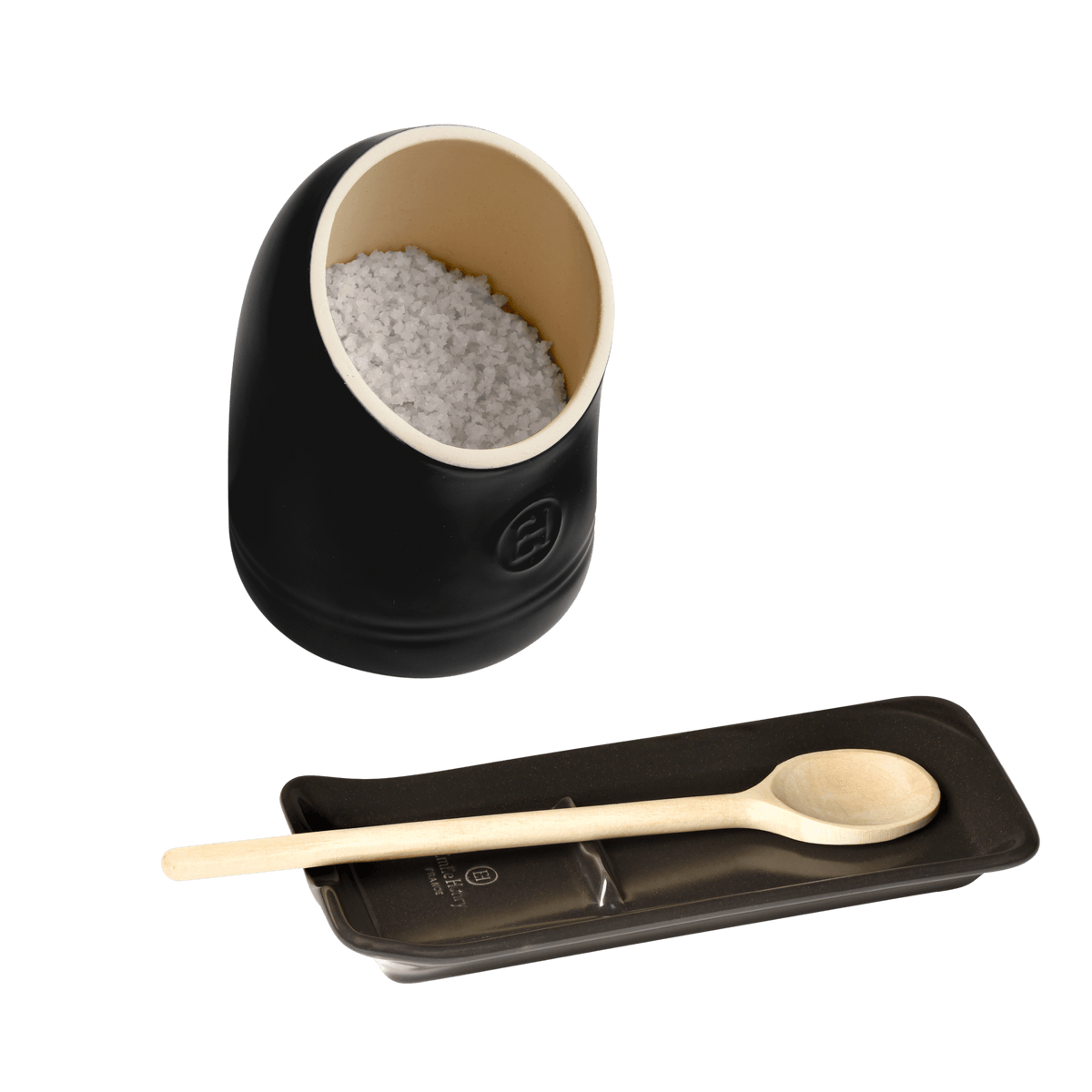 The Salt Pig & Spoon Rest Set Bundle Emile Henry USA Truffle Clay 