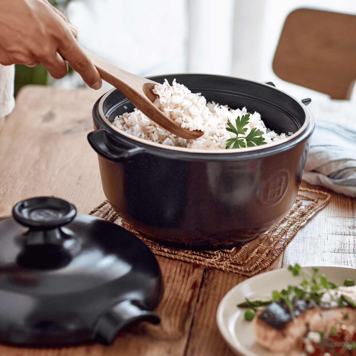 Rice Pot Cookware Emile Henry = Charcoal 