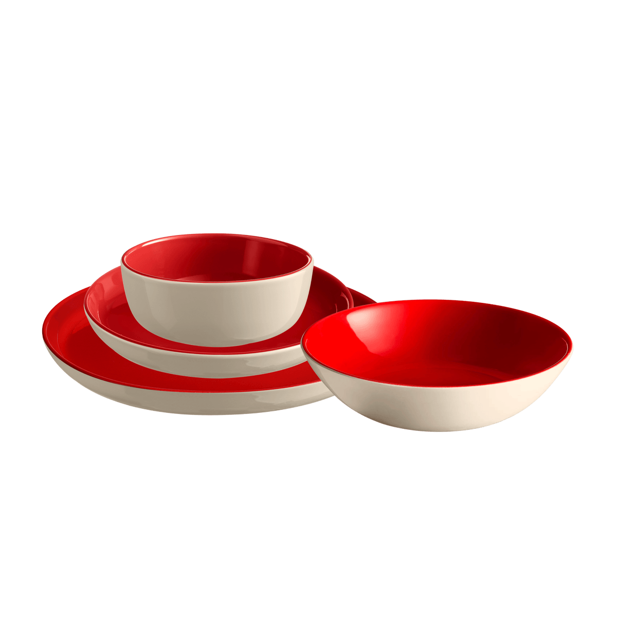 Everyday Tableware (Set of 16) Tableware Emile Henry USA = Rouge/Cream 