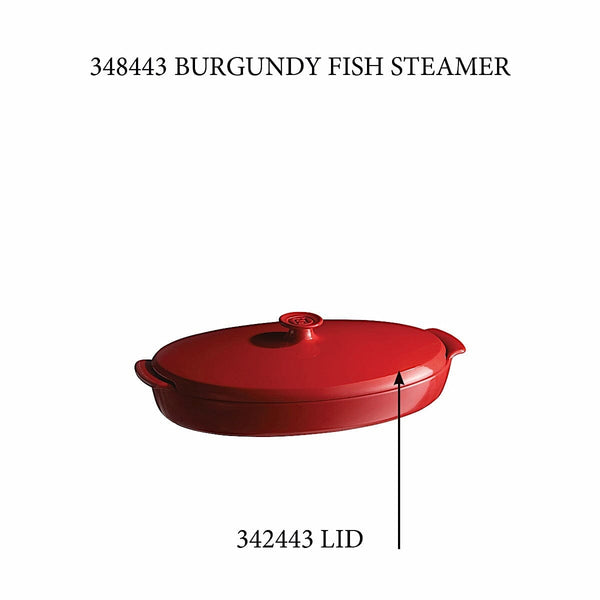 Fish Steamer - Replacement Lid Replacement Parts Emile Henry = Burgundy 