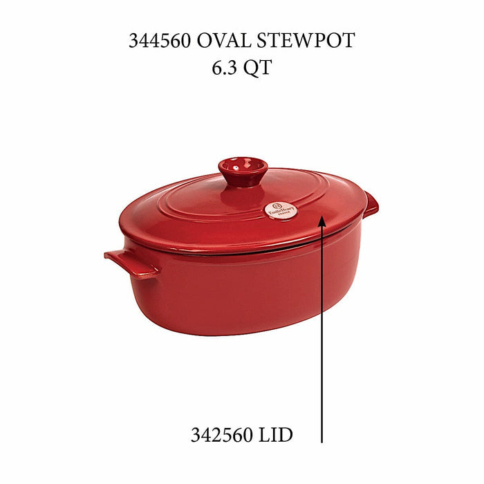 Oval Stewpot - Replacement Lid Replacement Parts Emile Henry 6.3 Qt = Burgundy 