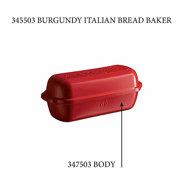 Italian Bread Loaf Baker - Replacement Body Replacement Parts Emile Henry = Burgundy 