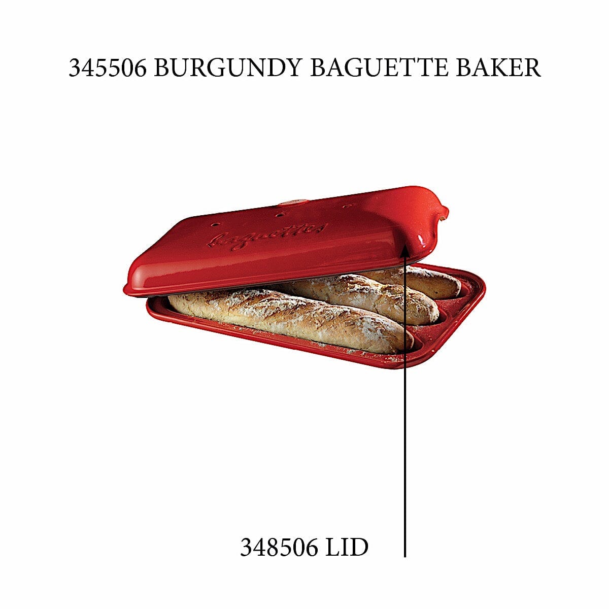 Baguette Baker - Replacement Lid Replacement Parts Emile Henry = Burgundy 