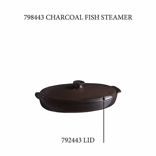 Fish Steamer - Replacement Lid Replacement Parts Emile Henry = Charcoal 