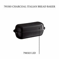 Italian Bread Loaf Baker - Replacement Lid Replacement Parts Emile Henry Charcoal 