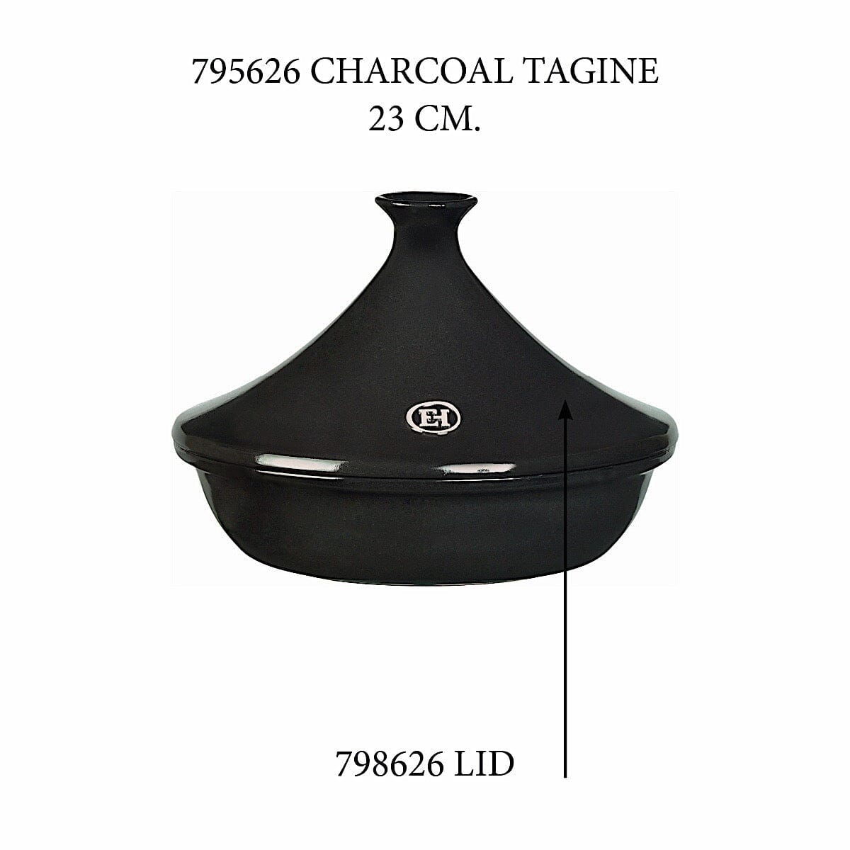 Tagine - Replacement Lid Replacement Parts Emile Henry 2.1 Qt = Charcoal 