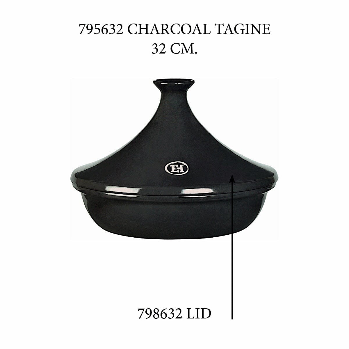 Tagine - Replacement Lid Replacement Parts Emile Henry 3.7 Qt = Charcoal 